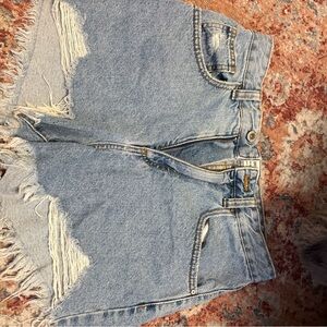 Cotton On Light Blue Distressed Jean Shorts